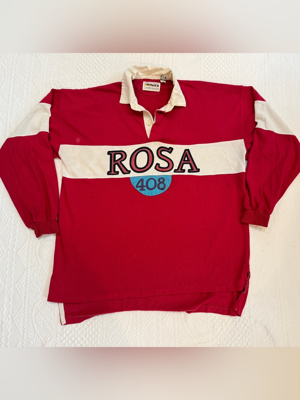 Vtg 80s 90s Robert Bruce Signage ROSA 408 Rugby Polo Shirt Color Block XL